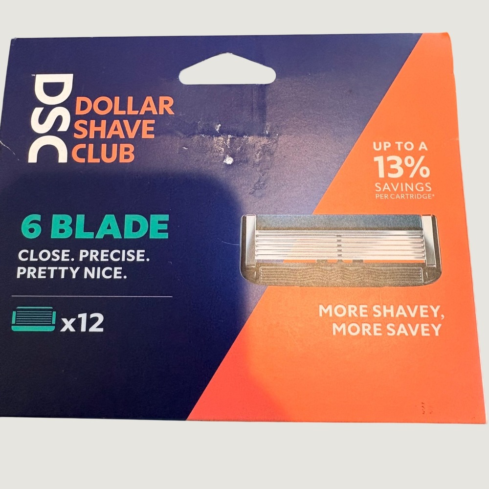 Dollar Shave Club Razor Refill Cartridges 12 Count 6 Blade NEW Grooming Care